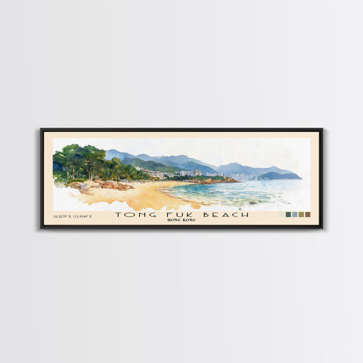 Tong Fuk Beach, Hong Kong Watercolor Print, Vacation Gift, Hong Kong Wall Art, Vacation Wall Art, Vacatation Memories, Beach Decor, Beach Or Lakehouse Art