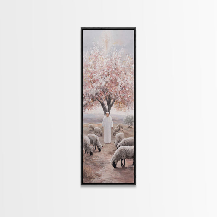 Blossoms Of Grace – Framed Canvas Print – Christian Wall Art – Jesus Painting – Christian Art Canvas – Tall Narrow Wall Art