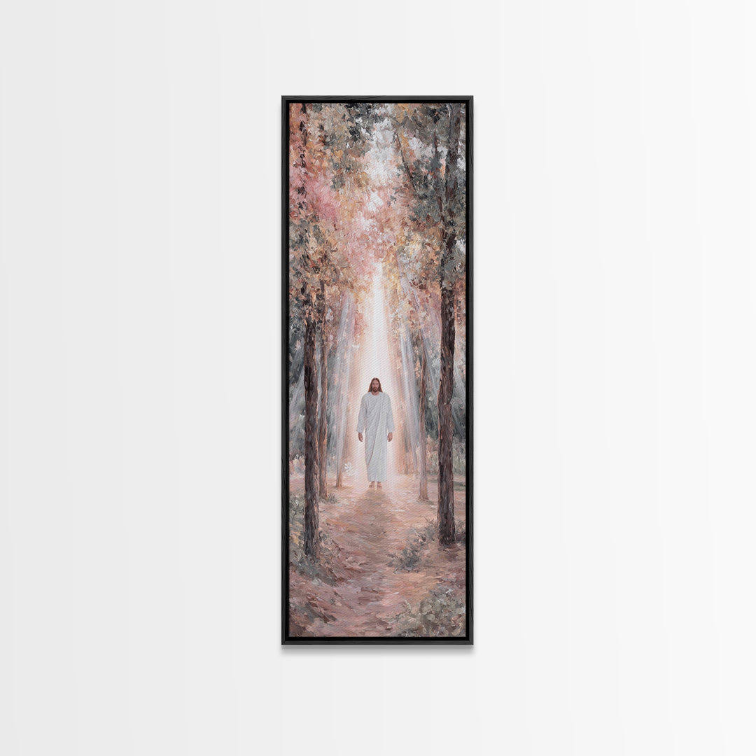 Pathway Of Holy Light – Framed Canvas Print – Christian Art Canvas – Jesus Painting – Christian Wall Art – Narrow Art – Christian Christmas