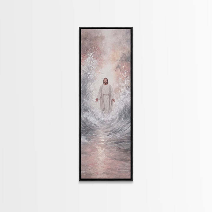 Rising Dawn Light | Framed Canvas Print | Tall Narrow Wall Art | Christian Art Canvas | Jesus Painting | Christian Wall Art