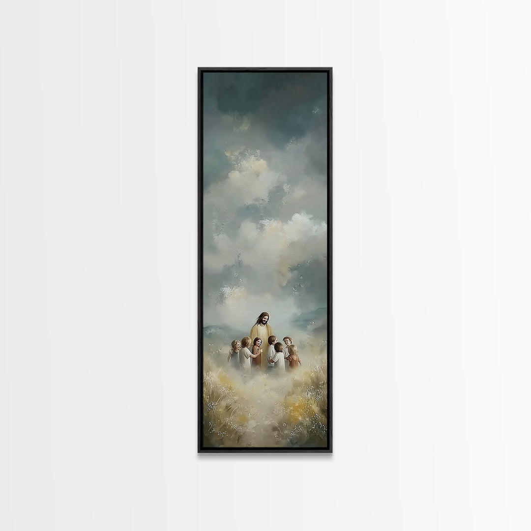 Fields Of Promise, Framed Canvas Print, Tall Skinny Art Print, Christian Art Canvas, Jesus Painting, Christian Wall Art, Christmas Art