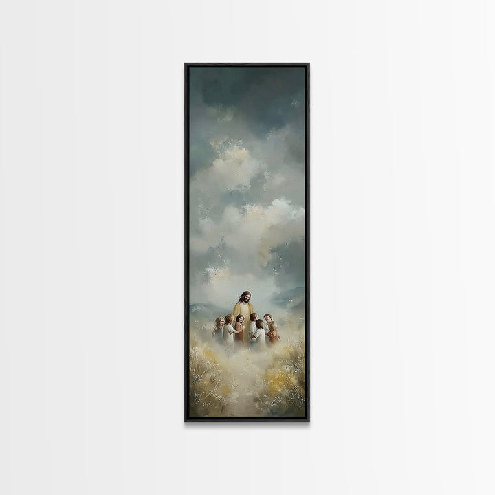 Fields Of Promise, Framed Canvas Print, Tall Skinny Art Print, Christian Art Canvas, Jesus Painting, Christian Wall Art, Christmas Art