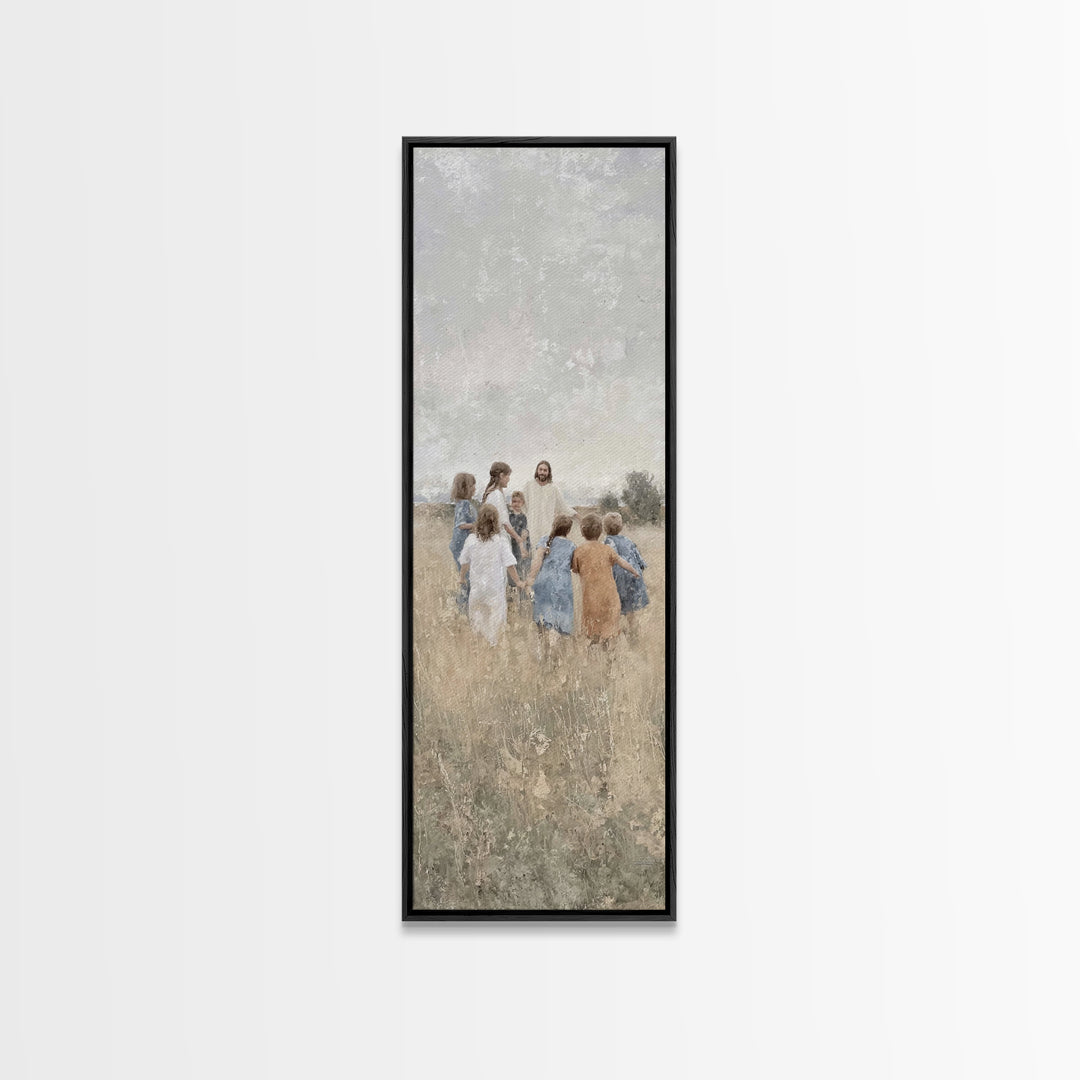 Gentle Morning Grace – Framed Canvas Print – Narrow Art – Christian Art Canvas – Christmas Art – Jesus Painting – Christian Wall Art