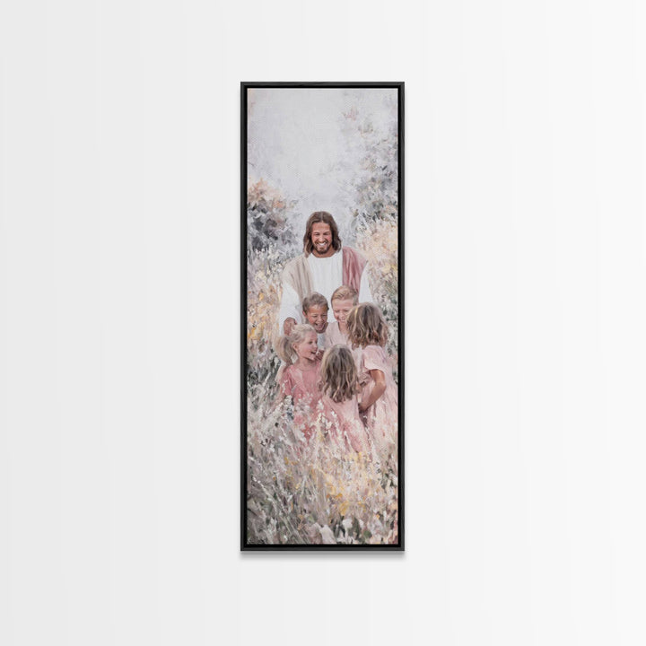 Children Of Hope | Framed Canvas Print | Tall Skinny Art Print | Christian Wall Art | Christmas Art | Christian Art Canvas | Jesus Painting