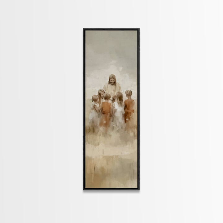 Gathering Of Joy – Framed Canvas Print – Skinny Art – Christian Art Canvas – Jesus Painting – Christmas Art – Christian Wall Art