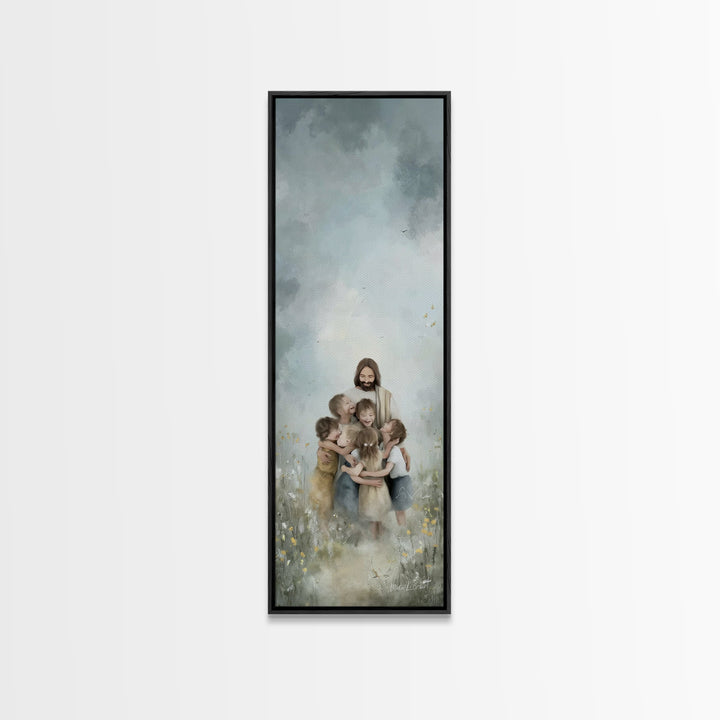 Clouds Of Mercy, Framed Canvas Print, Tall Narrow Wall Art, Christian Christmas Art, Christian Art Canvas, Jesus Painting, Christian Wall A