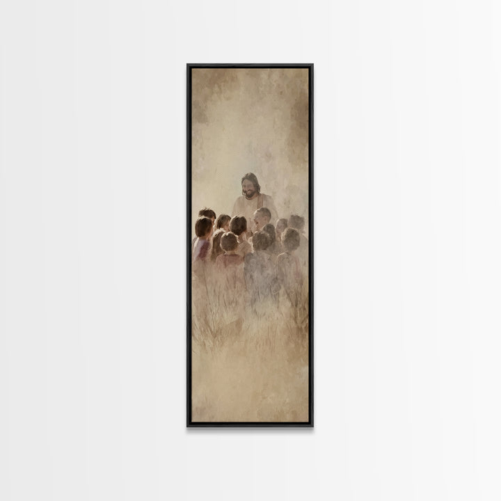 Fields Of Mercy – Framed Canvas Print – Tall Skinny Art Print – Christian Wall Art – Jesus Painting – Christian Art Canvas – Christian Deco