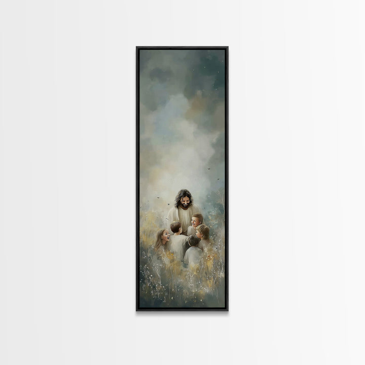 Heaven’s Gentle Joy | Framed Canvas Print | Skinny Art | Christian Art Canvas | Jesus Painting | Christian Wall Art | Christian Gift Ideas