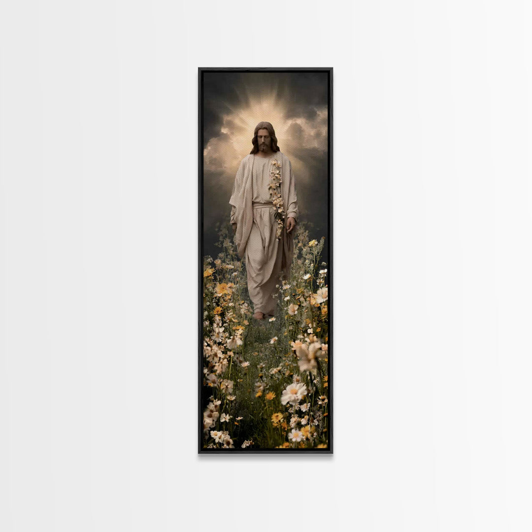 Path Of Light – Framed Canvas Print – Tall Narrow Wall Art – Jesus Painting – Christian Art – Christian Wall Art – Christian Art Canvas