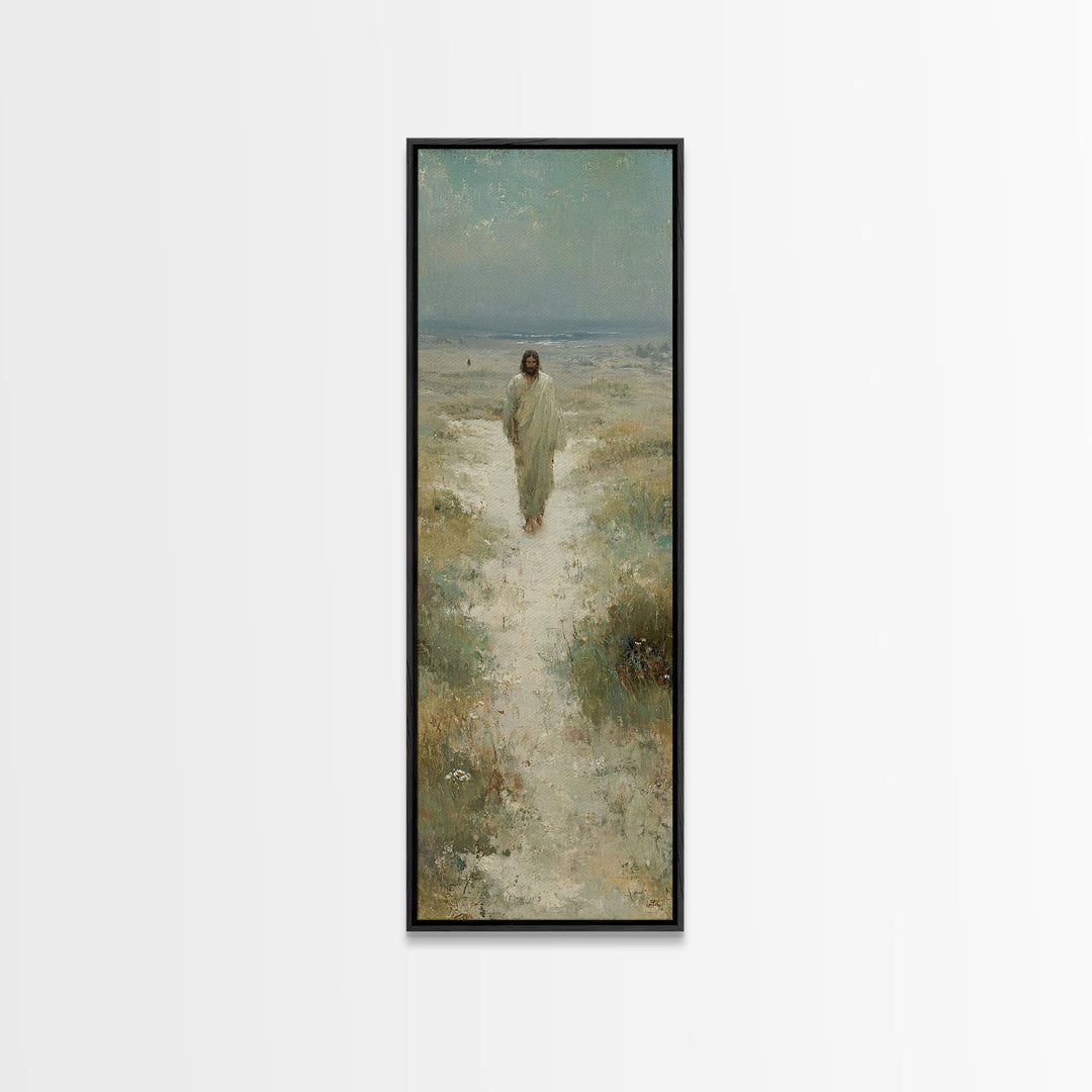 Desert Path Light – Framed Canvas Print – Tall Narrow Wall Art – Christian Wall Art – Jesus Painting – Christian Art Canvas – Christian Dec