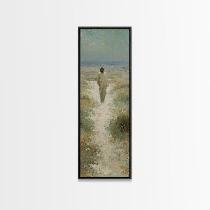 Desert Path Light – Framed Canvas Print – Tall Narrow Wall Art – Christian Wall Art – Jesus Painting – Christian Art Canvas – Christian Dec
