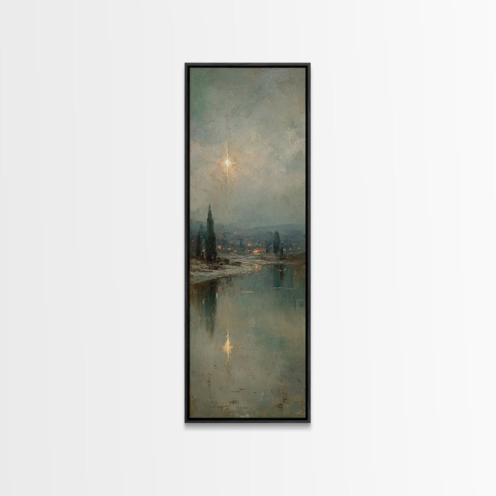 Star of Peace - Framed Canvas Print - Tall Skinny Art Print - Christian Wall Art - Christian Art - Christmas Art - Christian Christmas