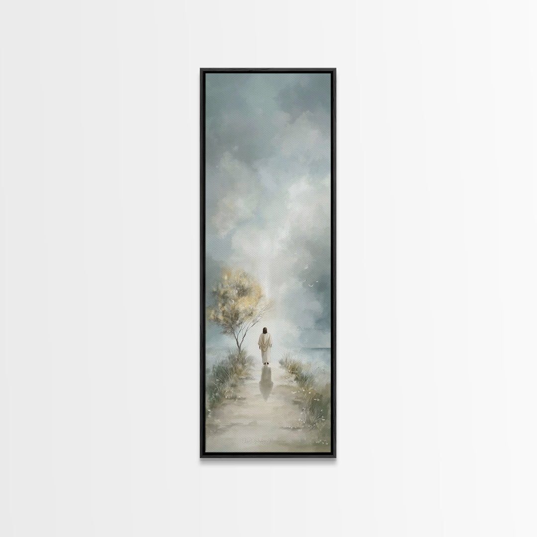 Light Of Promise – Framed Canvas Print – Christian Art Canvas – Tall Narrow Wall Art – Vintage Christian Art – Jesus Painting – Christmas A
