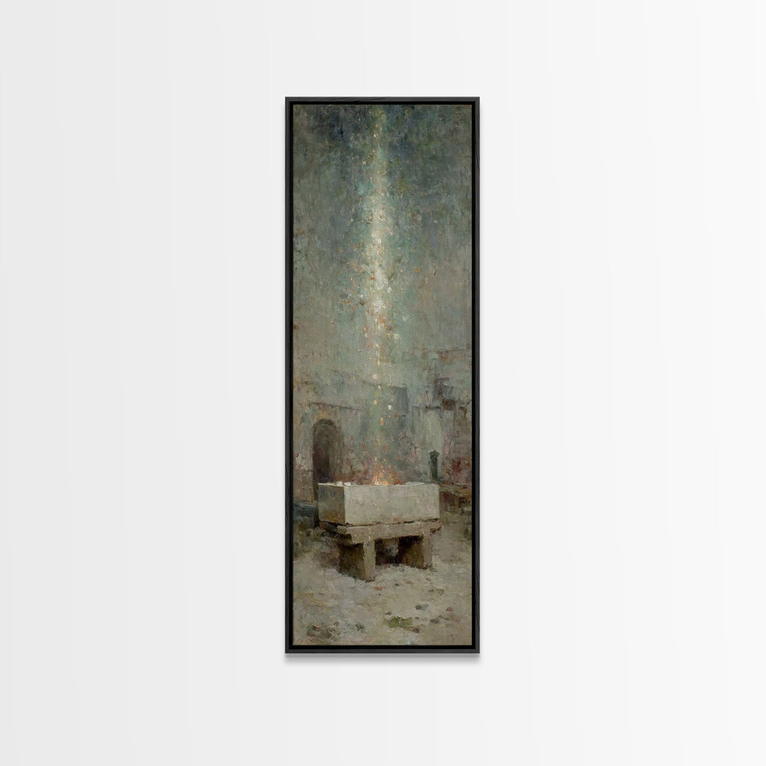 Bethlehem Glow | Framed Canvas Print | Christian Art Canvas | Tall Skinny Art Print | Christmas Wall Art | Vintage Christian Art | Christia