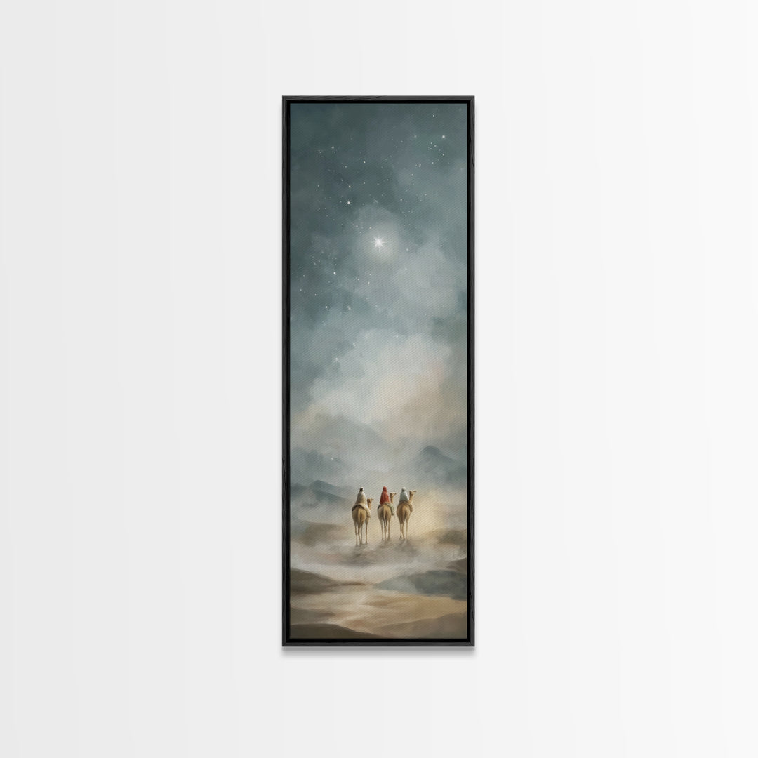 Starward Pilgrimage, Framed Canvas Print, Christian Wall Art, Skinny Art, Christian Christmas Art, Christian Art Canvas, Modern Christian A