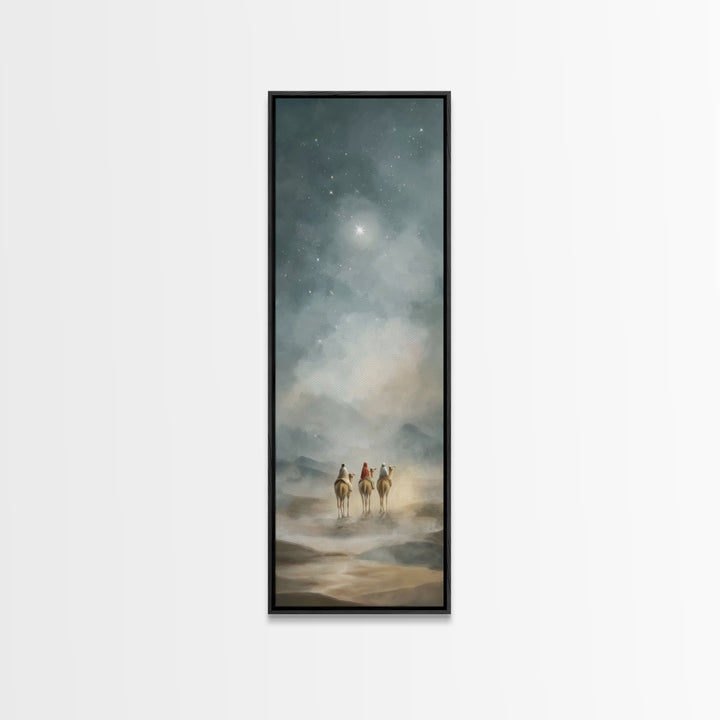 Starward Pilgrimage, Framed Canvas Print, Christian Wall Art, Skinny Art, Christian Christmas Art, Christian Art Canvas, Modern Christian A