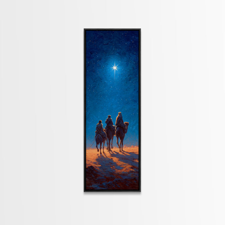Midnight Caravan | Framed Canvas Print | Christian Wall Art | Tall Skinny Art Print | Christian Christmas Art | Christian Art Canvas | Vint