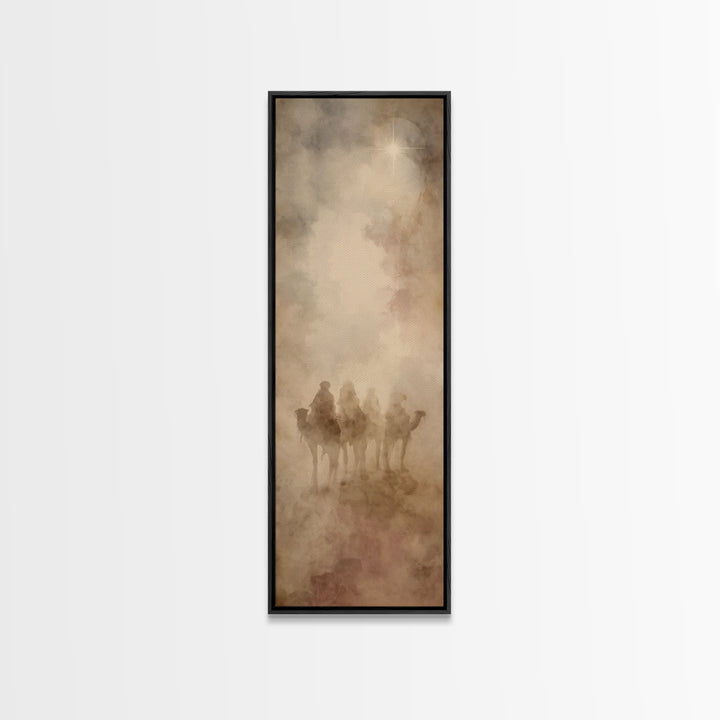 Bethlehem Star Path, Framed Canvas Print, Christian Art Canvas, Tall Skinny Art Print, Christian Christmas Art, Christian Wall Art, Vintage