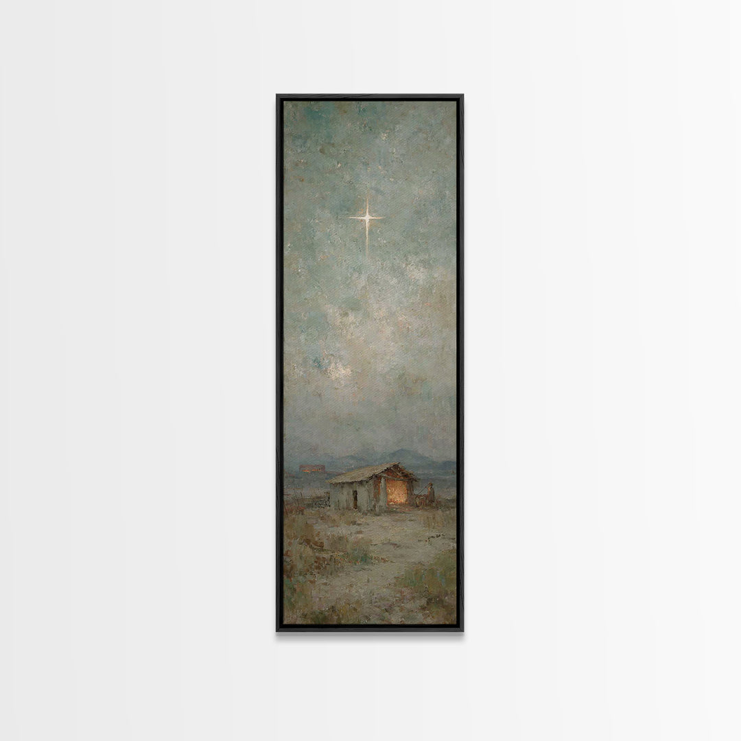Nativity Dawn – Framed Canvas Print – Tall Skinny Art Print – Framed Christmas Art – Christian Art Work – Christmas Canvas Wall Art – Chris