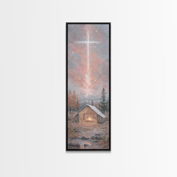 Radiant manger glow, Framed Canvas Print, Narrow Art, Christian Christmas Art, Christmas Art Prints, Christian Art Canvas, Christmas Wall A