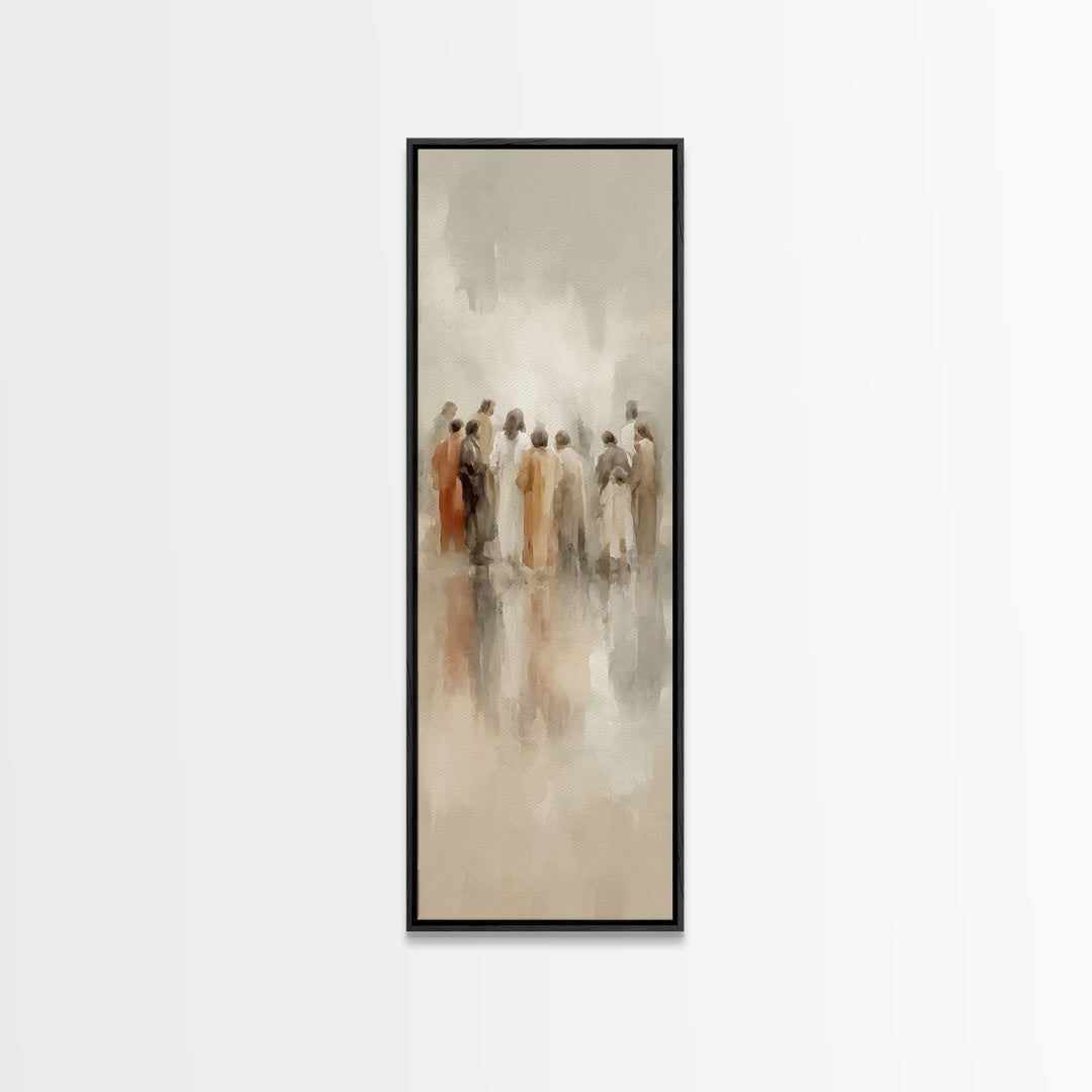 Circle Of Disciples – Framed Canvas Print – Tall Skinny Art Print – Christian Wall Art – Christian Art Canvas – Jesus Painting – Christian