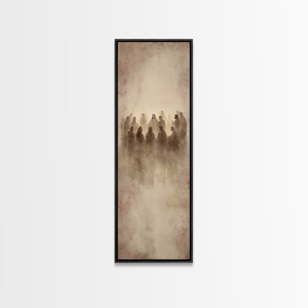 Sacred Gathering | Framed Canvas Print | Narrow Art | Christian Art Print | Jesus Wall Art | Modern Christian Art | Christian Gift Ideas