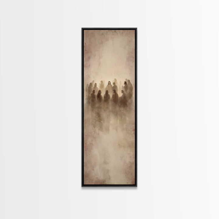 Sacred Gathering | Framed Canvas Print | Narrow Art | Christian Art Print | Jesus Wall Art | Modern Christian Art | Christian Gift Ideas