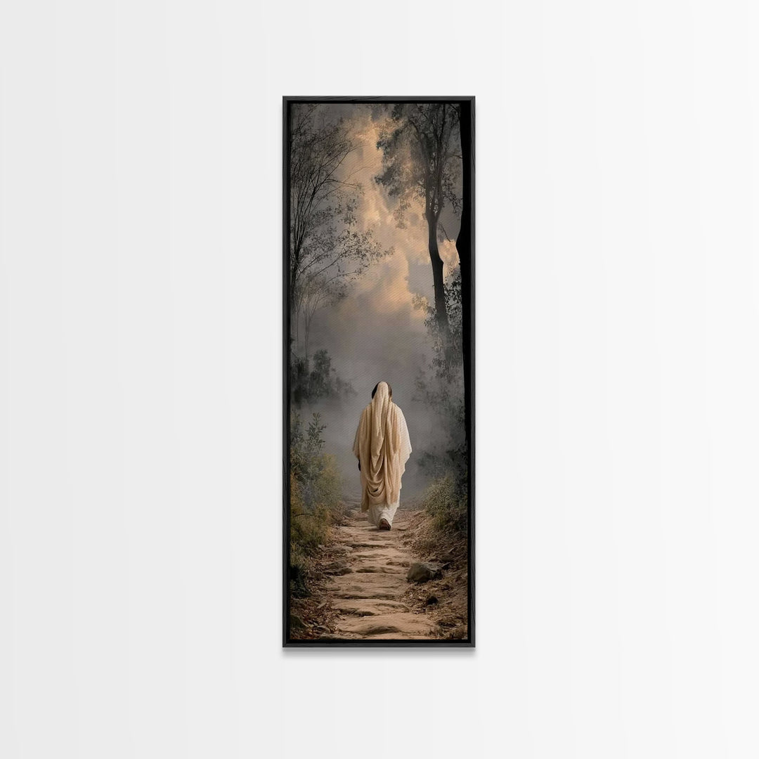 Solitary Path | Framed Canvas Print | Skinny Art | Christian Art Canvas | Jesus Art Print | Minimalist Christian Art | Christian Decor