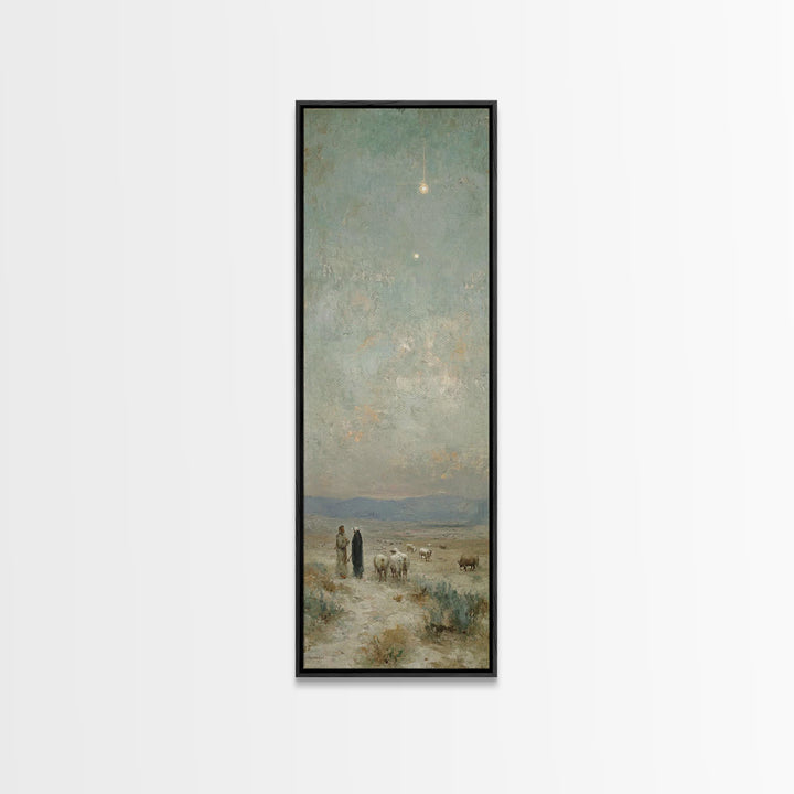 Starry Shepherd Path – Framed Canvas Print – Tall Narrow Wall Art – Christian Wall Art – Christian Art Canvas – Christmas Art