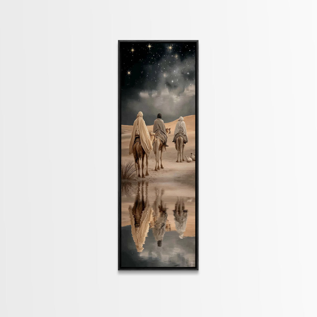Soft Horizon Riders | Framed Canvas Print | Christian Wall Art | Jesus Painting | Narrow Art | Christian Art Canvas | Christmas Art