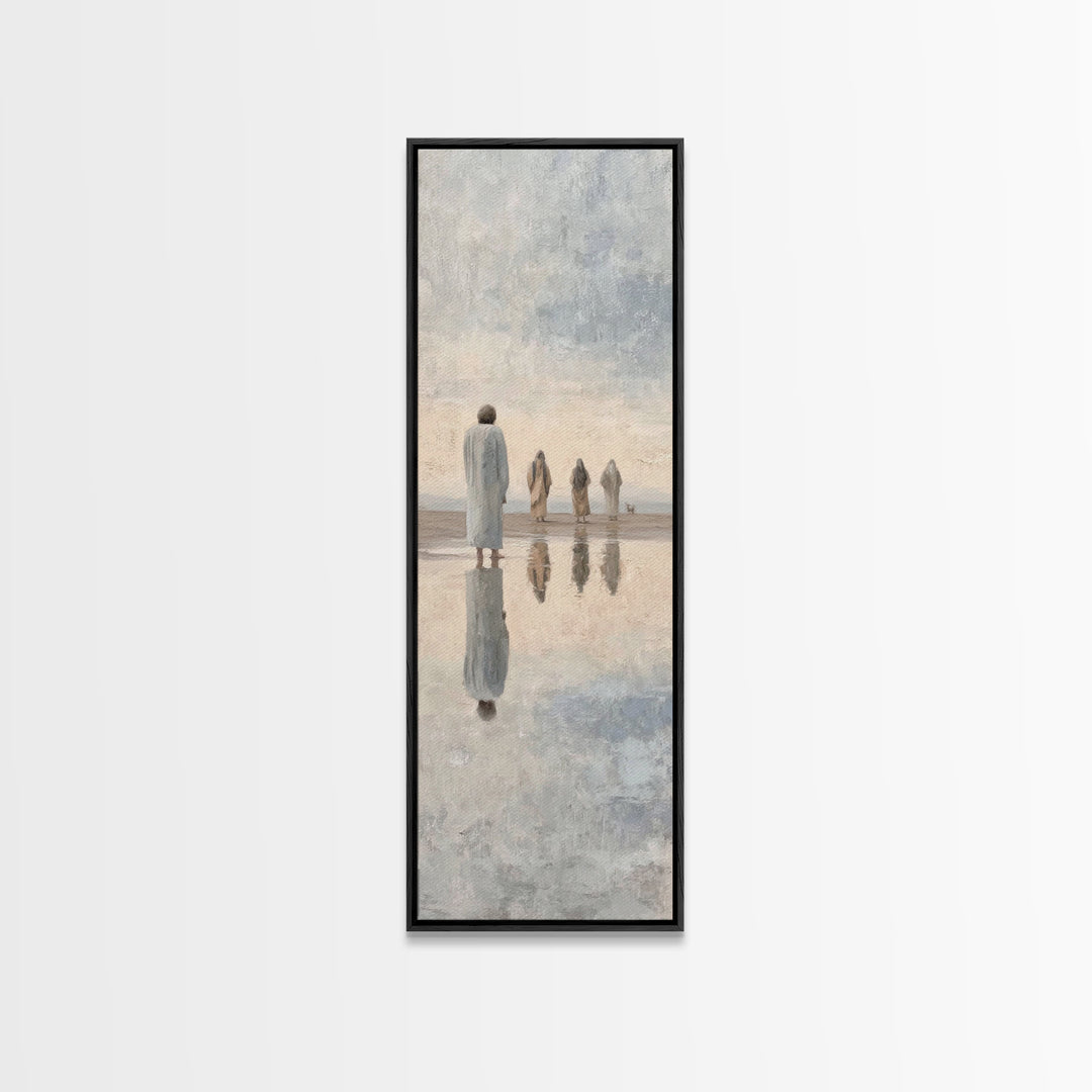 Distant Fellowship Light – Framed Canvas Print – Christian Wall Art – Christian Art Canvas – Jesus Painting – Tall Narrow Wall Art – Christ