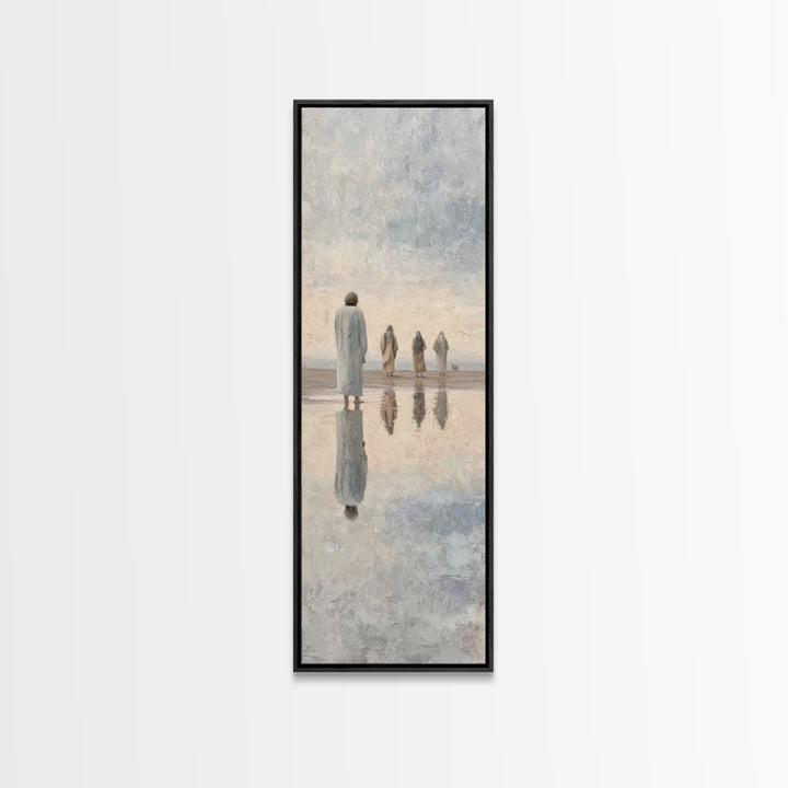 Distant Fellowship Light – Framed Canvas Print – Christian Wall Art – Christian Art Canvas – Jesus Painting – Tall Narrow Wall Art – Christ