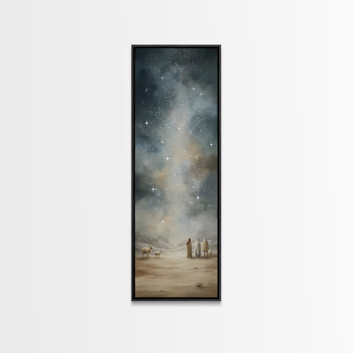 Starry Night Promise – Framed Canvas Print – Christian Wall Art – Christian Art Canvas – Christmas Art – Narrow Art – Christian Christmas