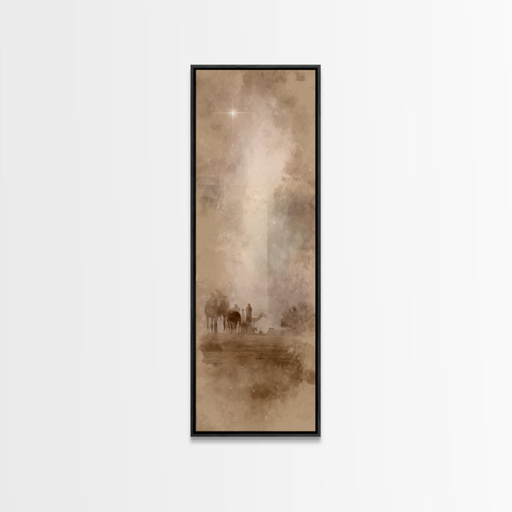 Desert Light Journey | Framed Canvas Print | Christian Wall Art | Christian Christmas Art | Narrow Art | Christian Art Canvas | Christmas A