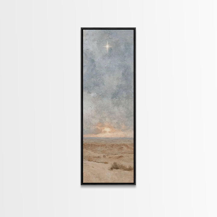 Horizon Star Peace, Framed Canvas Print, Christian Christmas Art, Christian Wall Art, Narrow Art, Christian Art Canvas, Christmas Wall Art