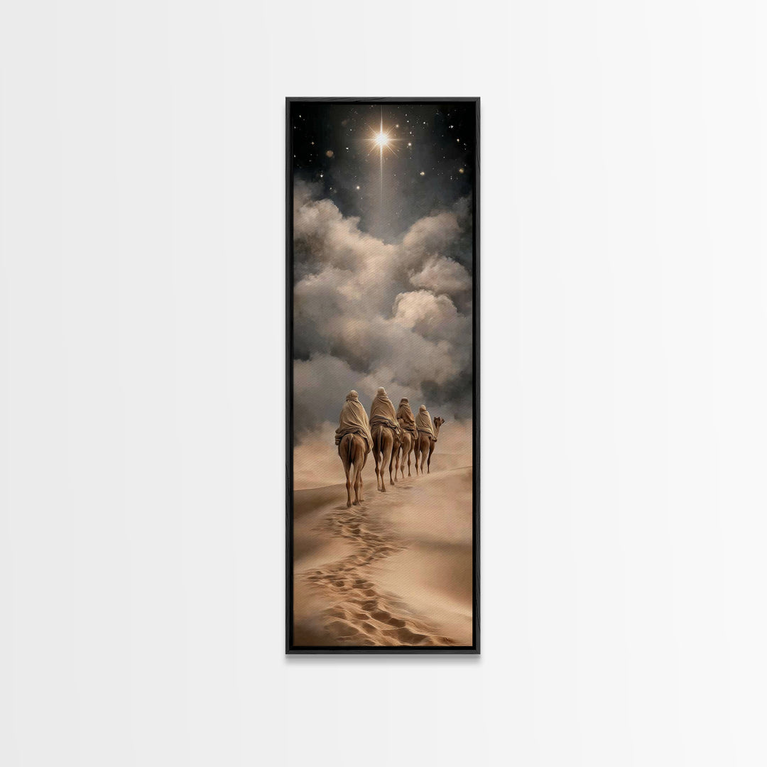 Desert Pilgrim Star | Framed Canvas Print | Christmas Art | Christian Art Canvas | Christian Wall Art | Tall Skinny Art Print | Christian C