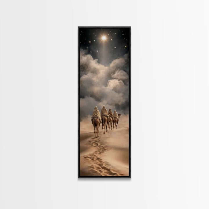 Desert Pilgrim Star | Framed Canvas Print | Christmas Art | Christian Art Canvas | Christian Wall Art | Tall Skinny Art Print | Christian C