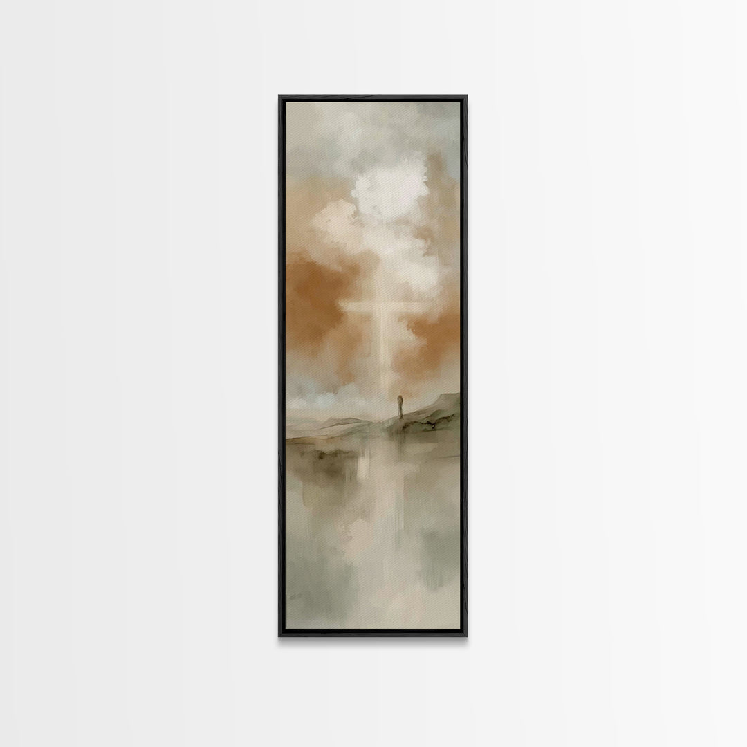 Cross Of Mercy – Framed Canvas Print – Skinny Art – Christian Wall Art – Christian Art – Christian Art Canvas – Minimalist Christian Art