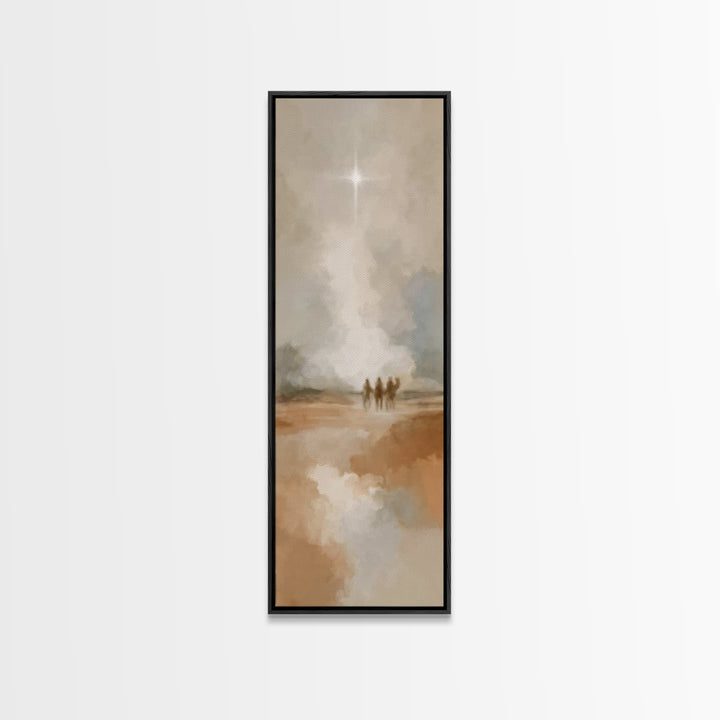 Guiding Star Journey – Framed Canvas Print – Tall Skinny Art Print – Christian Wall Art – Christmas Art – Jesus Painting – Christian Art