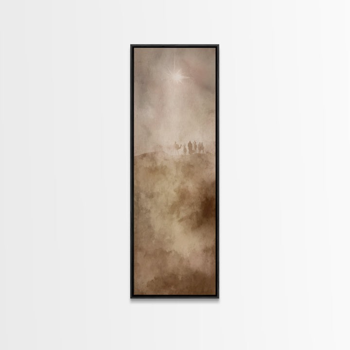 Desert Pilgrim Light – Framed Canvas Print | Narrow Art | Christian Art Canvas | Christian Christmas Art | Jesus Painting | Christian Wall