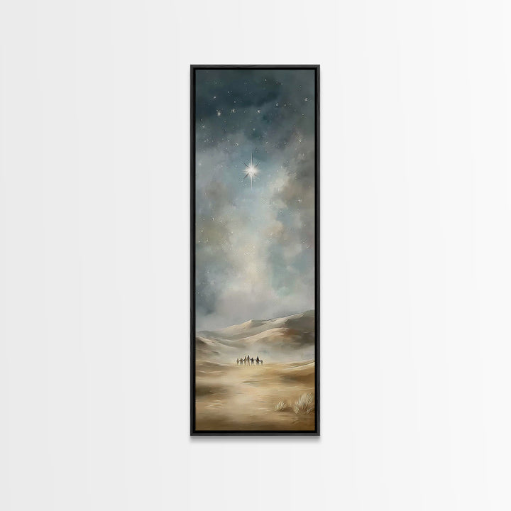 Starry Night Caravan – Framed Canvas Print, Skinny Art, Christian Wall Art, Christmas Art, Christian Art Canvas, Jesus Painting