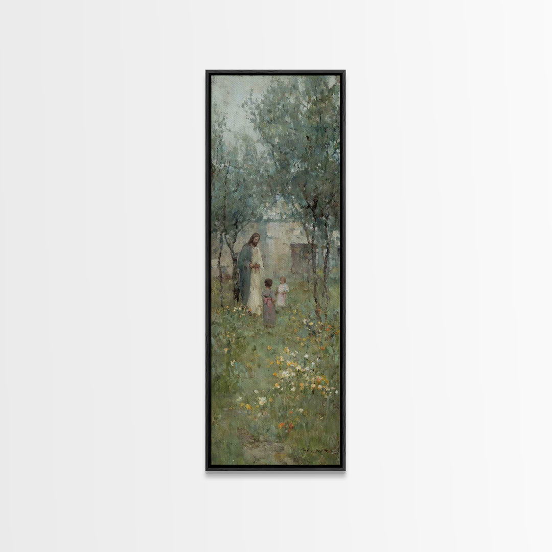 Garden of Peace – Framed Canvas Print | Narrow Art | Christian Art Print | Jesus Painting | Christian Decor | Subtle Christian Art