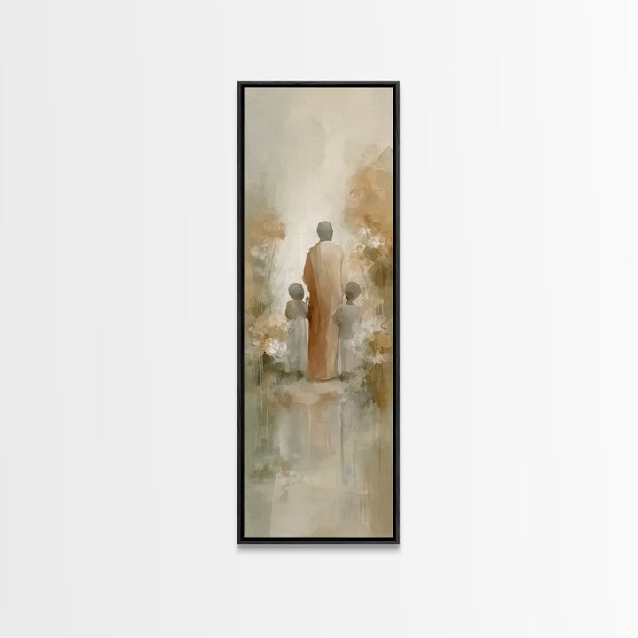 Garden Light Way – Framed Canvas Print – Tall Skinny Art Print – Christian Art Canvas – Jesus Painting – Modern Christian Art – Christian W