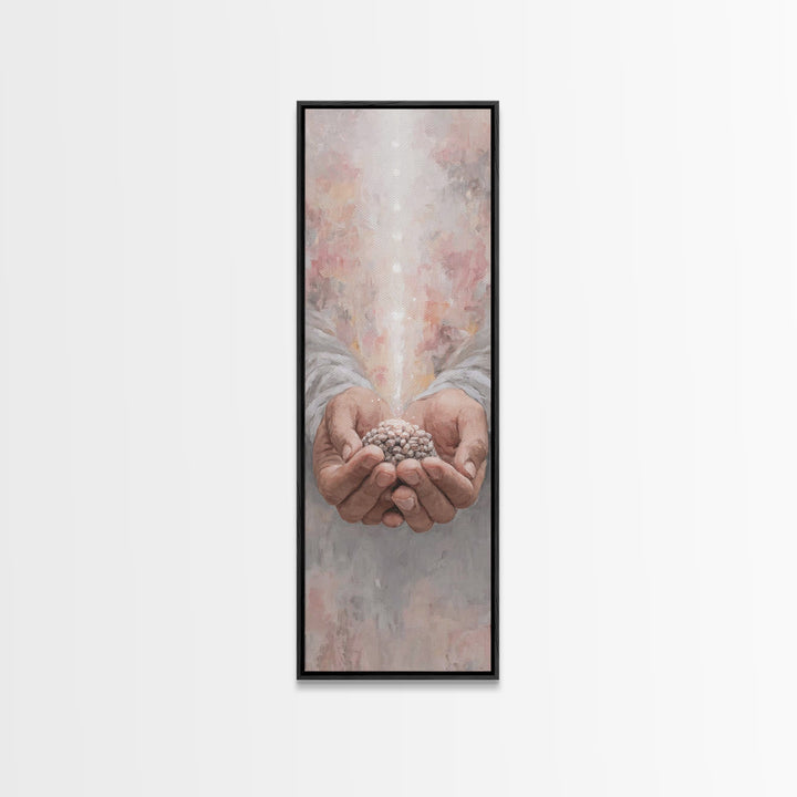 Hands Of Blessing – Framed Canvas Print – Narrow Art – Christian Art Canvas – Christian Wall Art – Jesus Painting – Subtle Christian Art