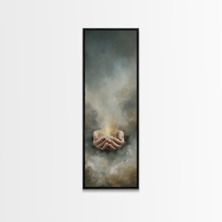 Light Of Renewal – Framed Canvas Print – Skinny Art – Christian Art Canvas – Christian Wall Art – Moody Christian Art – Jesus Painting