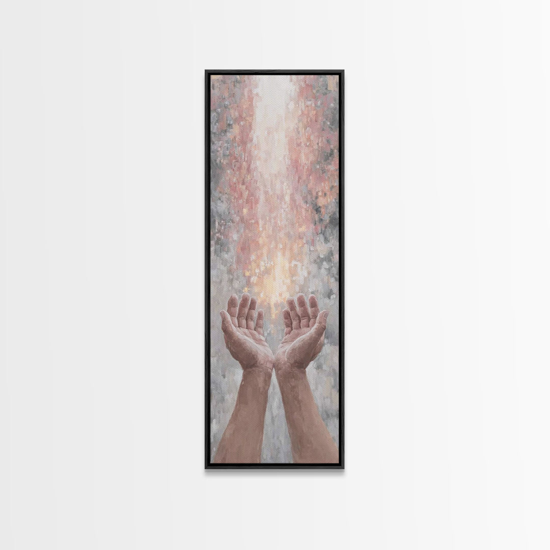 Hands Of Blessing – Framed Canvas Print – Skinny Art – Christian Art Canvas – Christian Painting – Christmas Art – Christian Wall Art