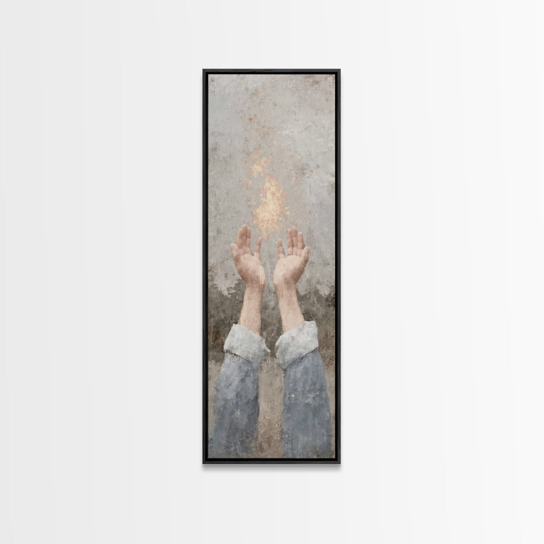 Hope In The Heavens – Framed Canvas Print – Tall Narrow Wall Art – Christian Art Print – Christian Wall Art – Jesus Painting – Christian De