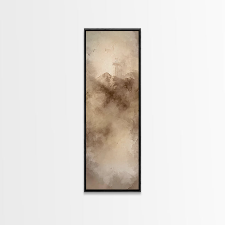 Beacon Of Salvation – Framed Canvas Print – Tall Skinny Art Print – Christian Wall Art – Christian Art – Christian Painting – Christmas Art