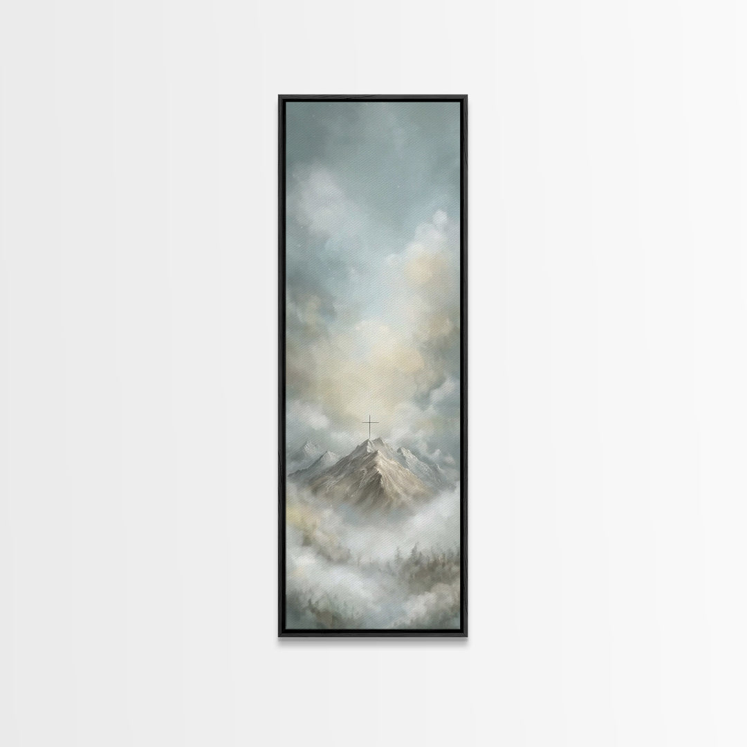 Faith On High – Framed Canvas Print – Tall Narrow Wall Art – Christian Art Canvas – Christian Painting – Christian Art Print – Christian Ch