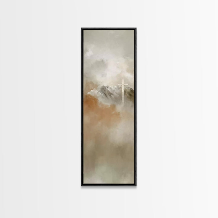 Heavenly Peaks Glory – Framed Canvas Print – Skinny Art – Christian Wall Art – Christian Art Gift – Christian Painting – Christmas Art